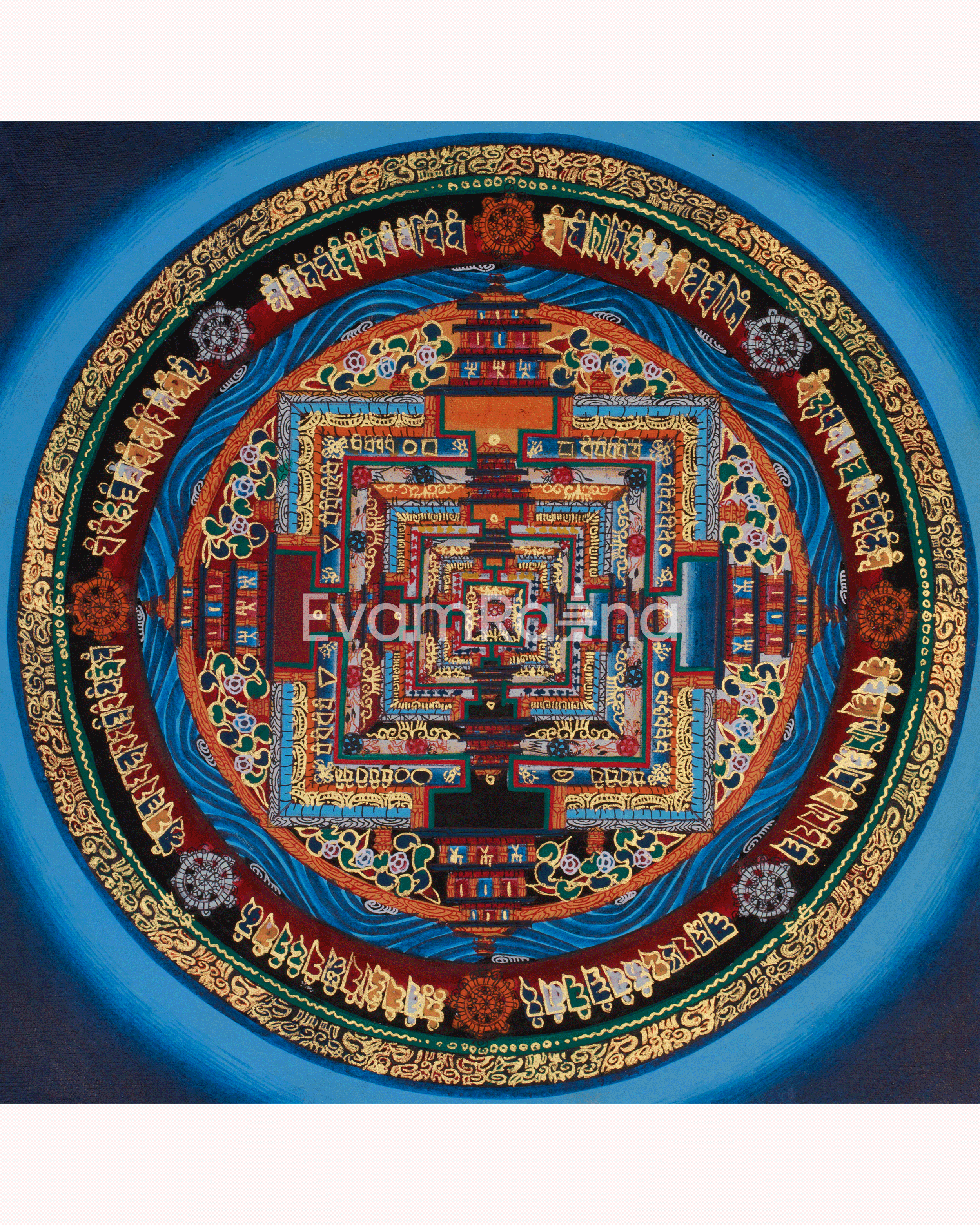 Small Kalachakra Mandala Thangka | Tibetan Art of Time and Cosmic Balance