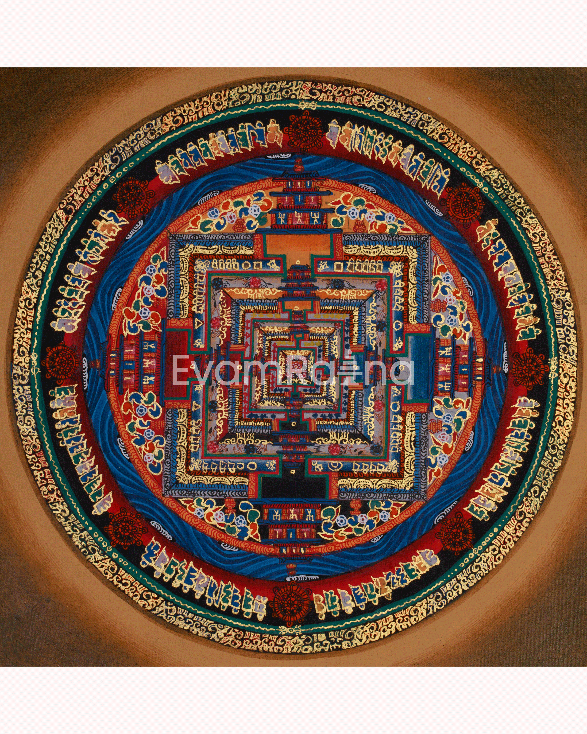 Small Kalachakra Mandala Thangka | Tibetan Art of Time and Cosmic Balance