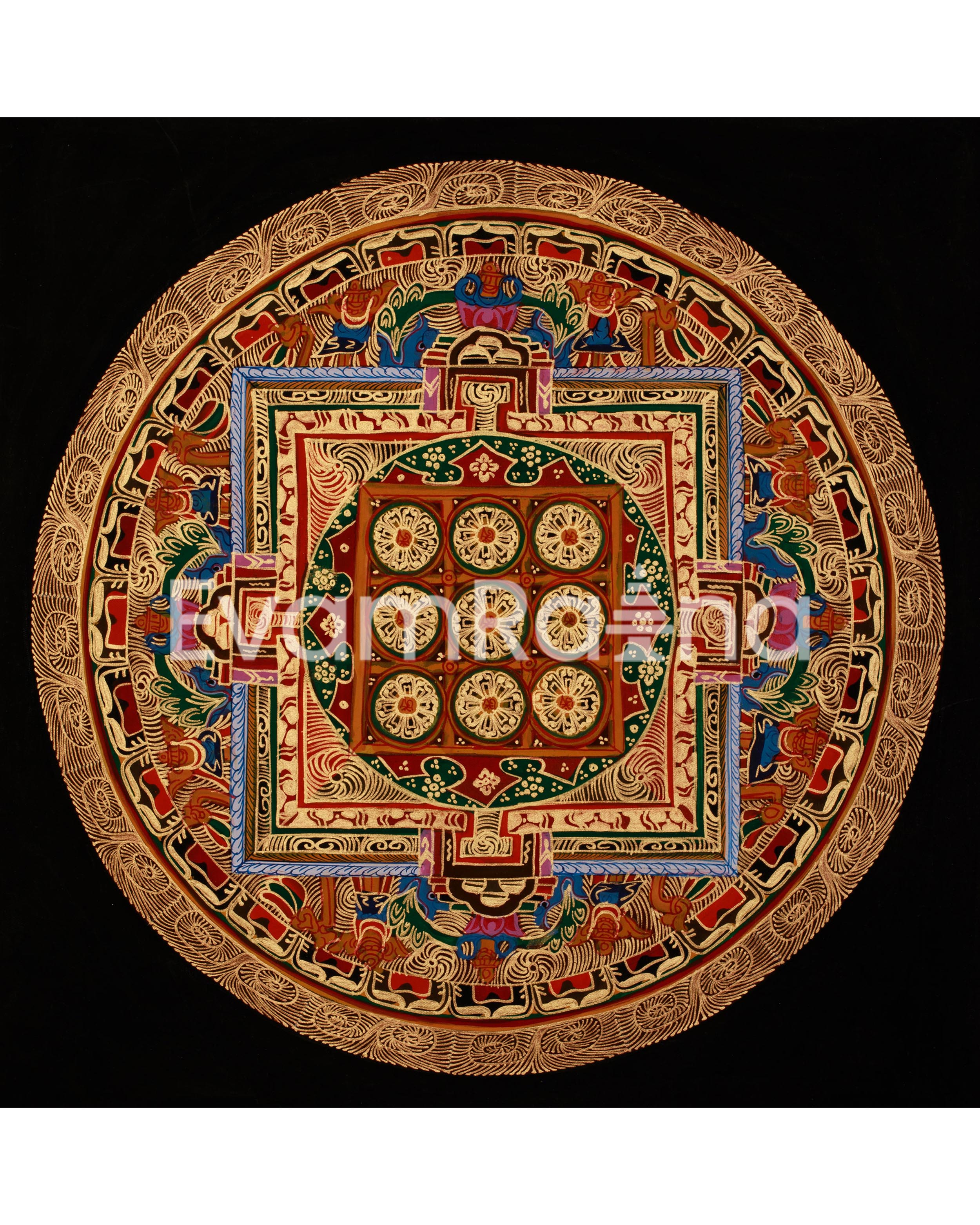 Original Hand-Painted Round Mandala Thangka