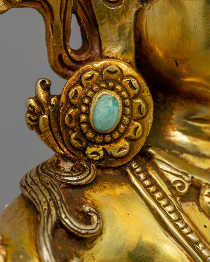 Manjushri Statue Gold-Plated | Buddhist Deity of Wisdom