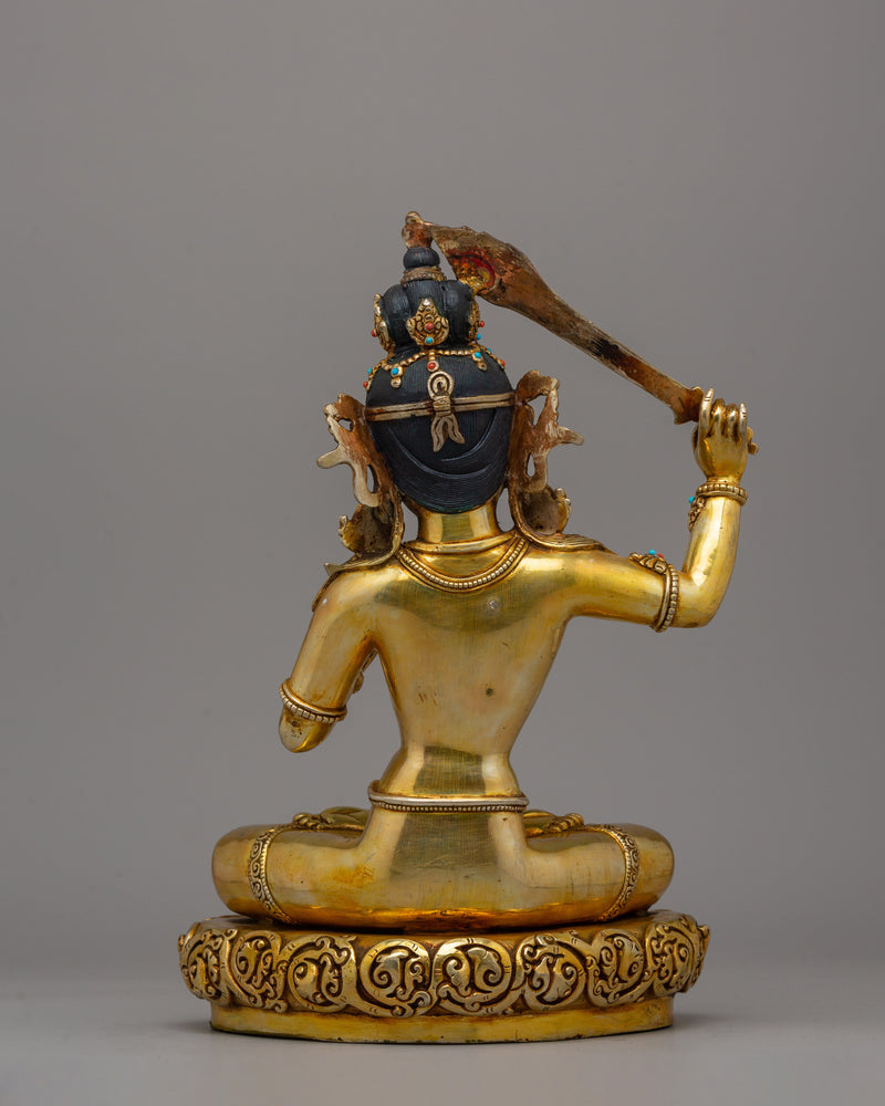 Manjushri Statue Gold-Plated | Buddhist Deity of Wisdom