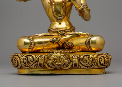 Manjushri Statue Gold-Plated | Buddhist Deity of Wisdom