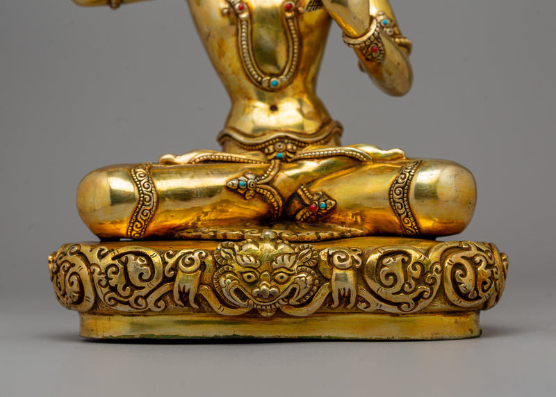 Manjushri Statue Gold-Plated | Buddhist Deity of Wisdom