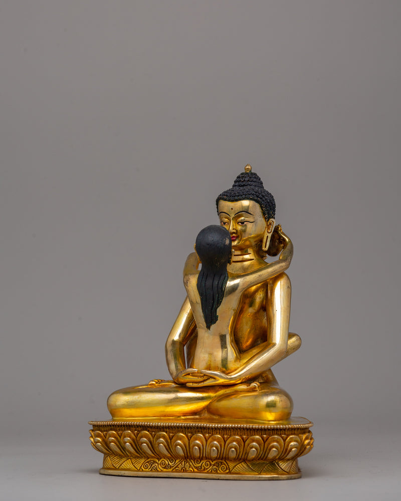 Handcrafted Samantabhadra Statue with Consort in Gold-Plated | Spiritual Shrine Art