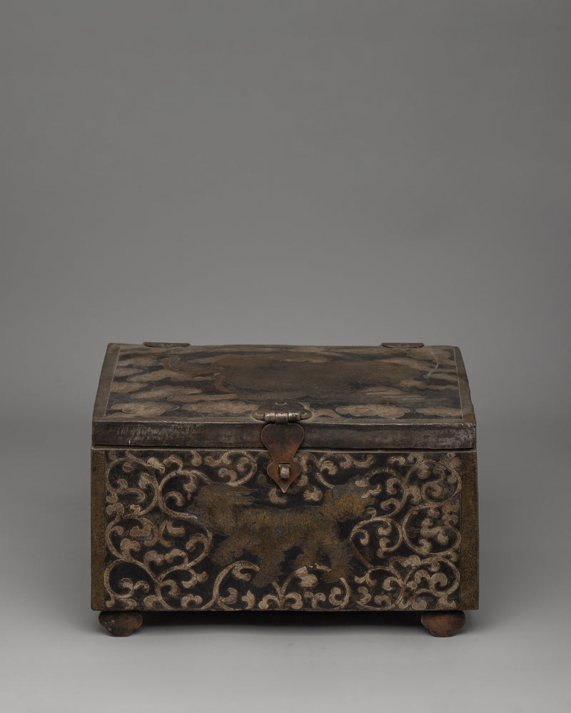 Traditional Iron Treasure Box with Copper | Spiritual and Decorative Use