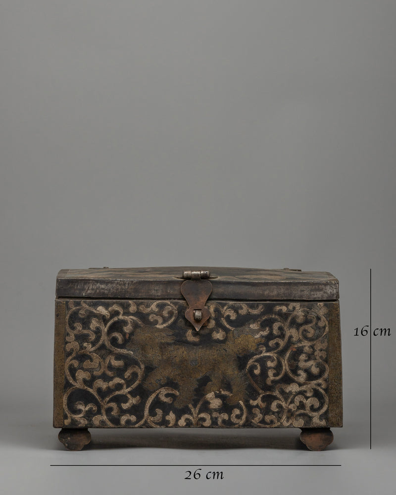 Traditional Iron Treasure Box with Copper | Spiritual and Decorative Use