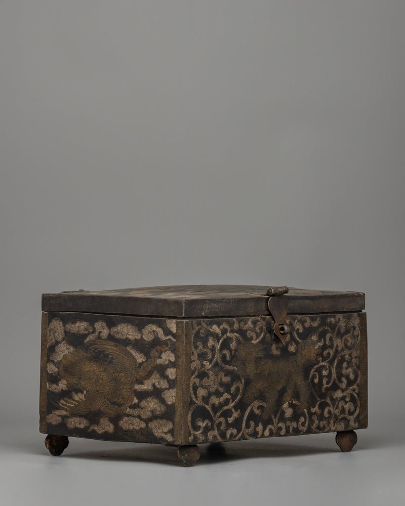 Traditional Iron Treasure Box with Copper | Spiritual and Decorative Use