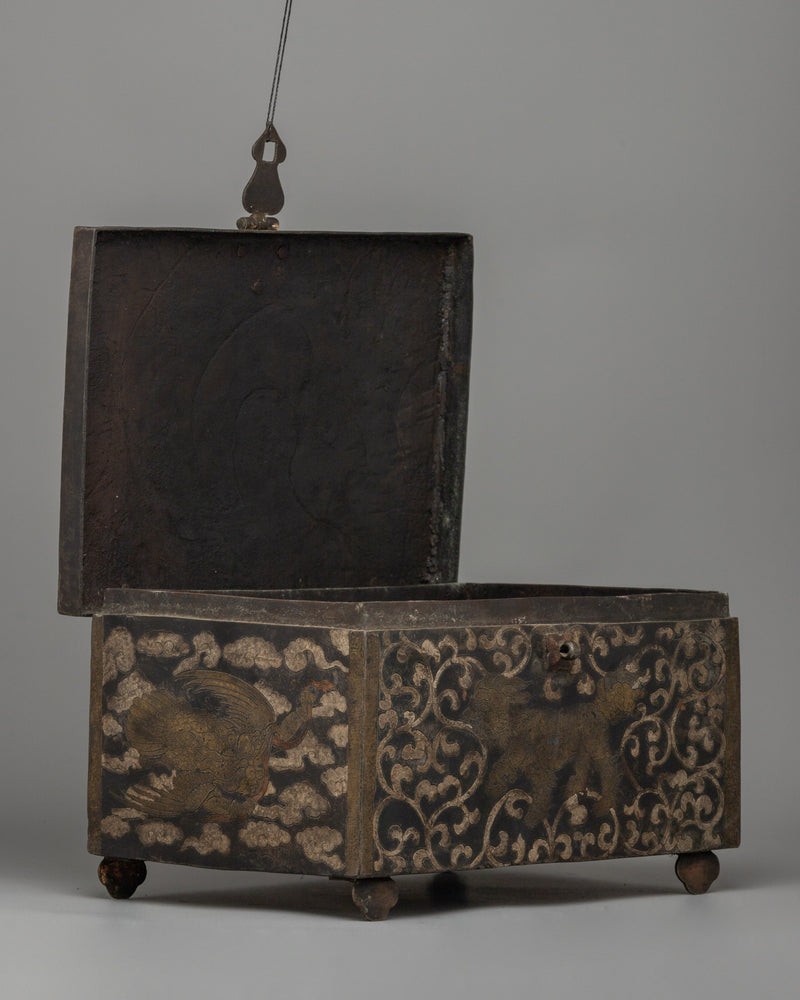 Traditional Iron Treasure Box with Copper | Spiritual and Decorative Use