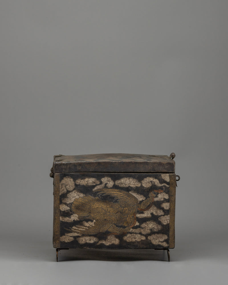 Traditional Iron Treasure Box with Copper | Spiritual and Decorative Use