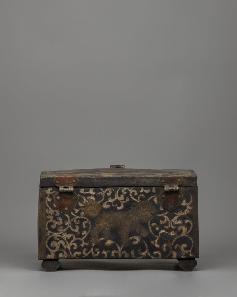 Traditional Iron Treasure Box with Copper | Spiritual and Decorative Use