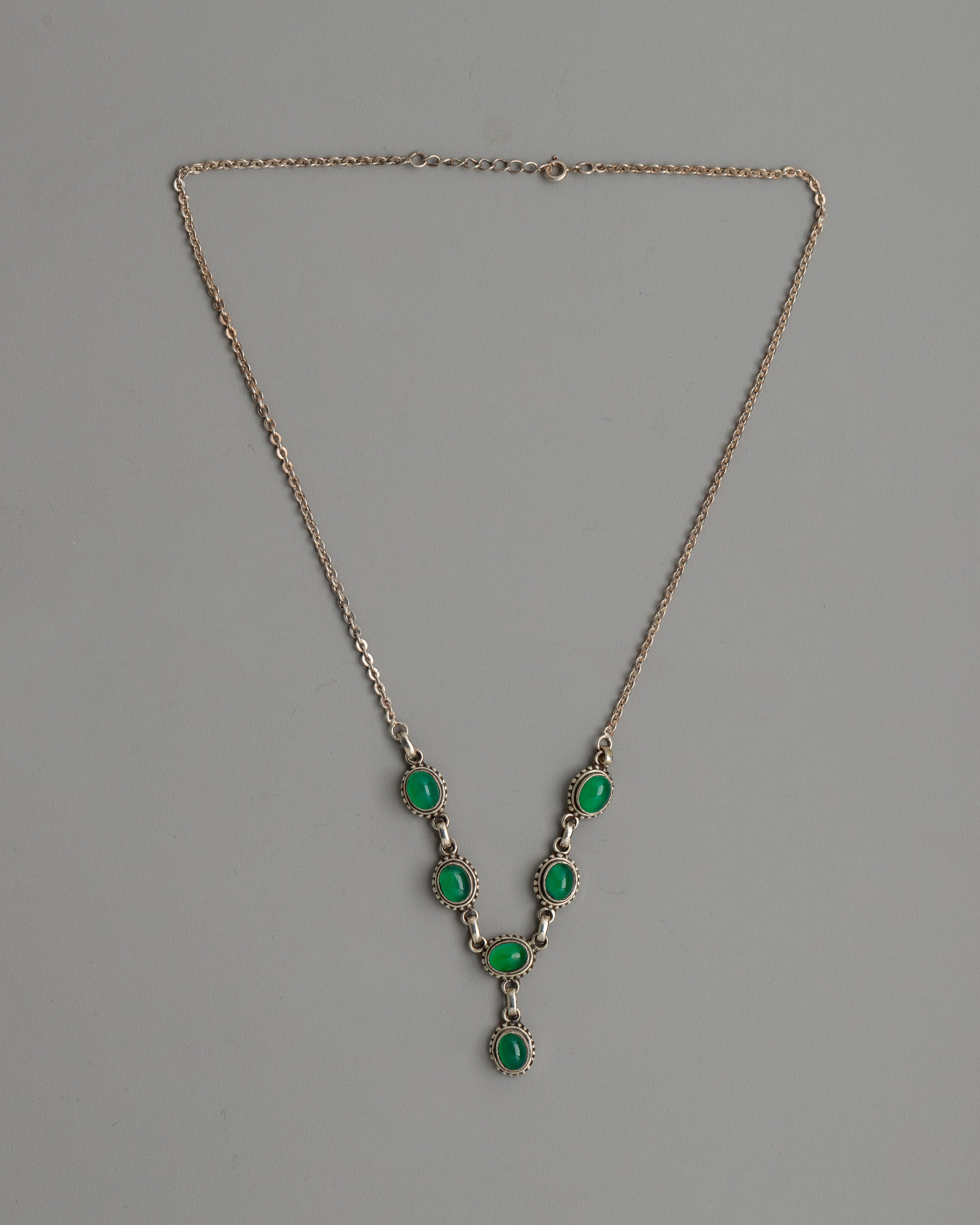 Sterling Silver Green Onyx Necklace | Timeless Handcrafted Elegance