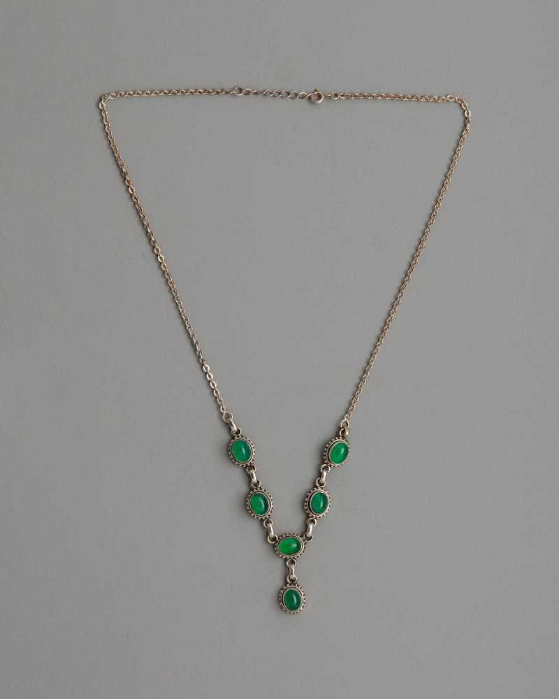 Sterling Silver Green Onyx Necklace | Timeless Handcrafted Elegance