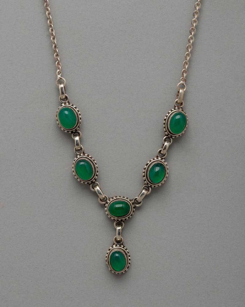 Sterling Silver Green Onyx Necklace | Timeless Handcrafted Elegance