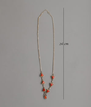 Silver and Triangle Coral Necklace | Perfect for Daily Wear