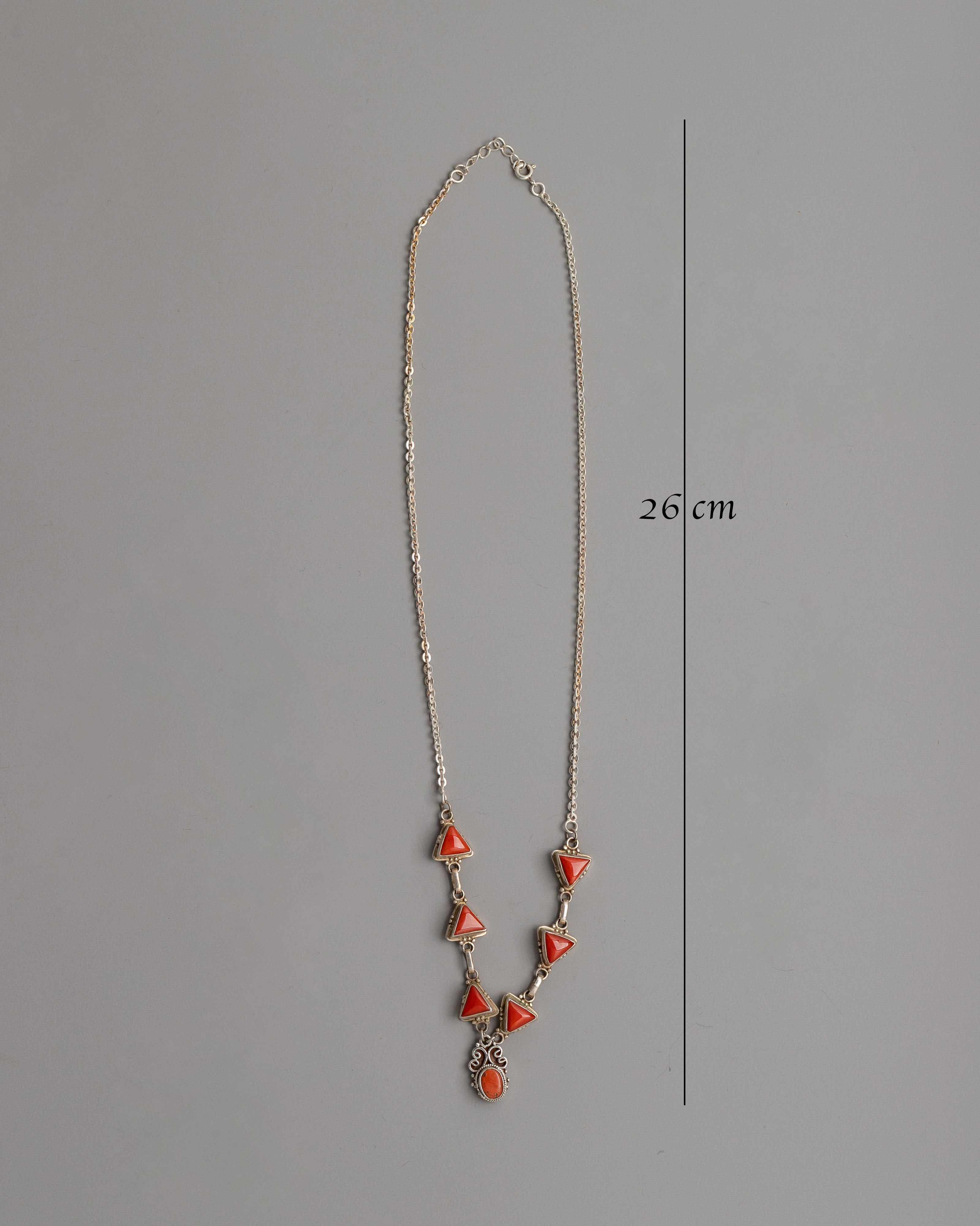 Silver and Triangle Coral Necklace | Perfect for Daily Wear