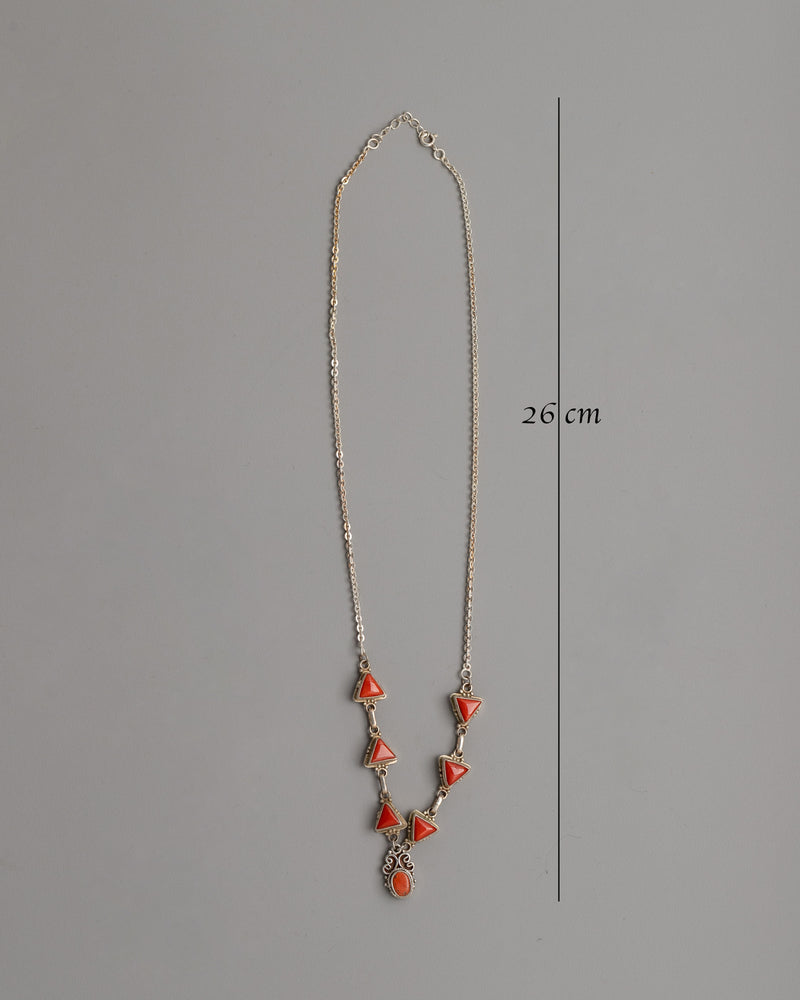 Silver and Triangle Coral Necklace | Perfect for Daily Wear