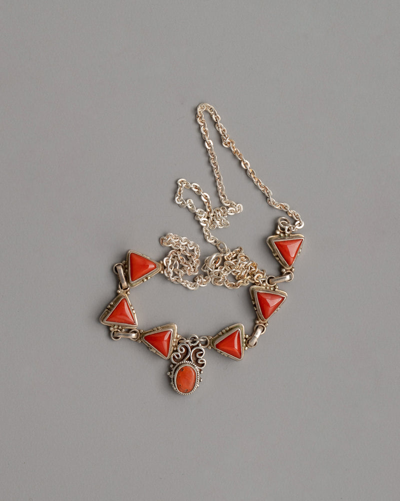 Silver and Triangle Coral Necklace | Perfect for Daily Wear