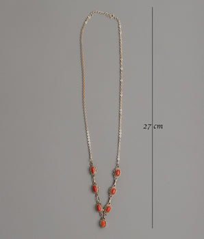 Necklace with Red Coral Accents | Tibetan-Inspired Coral Gemstone Necklace