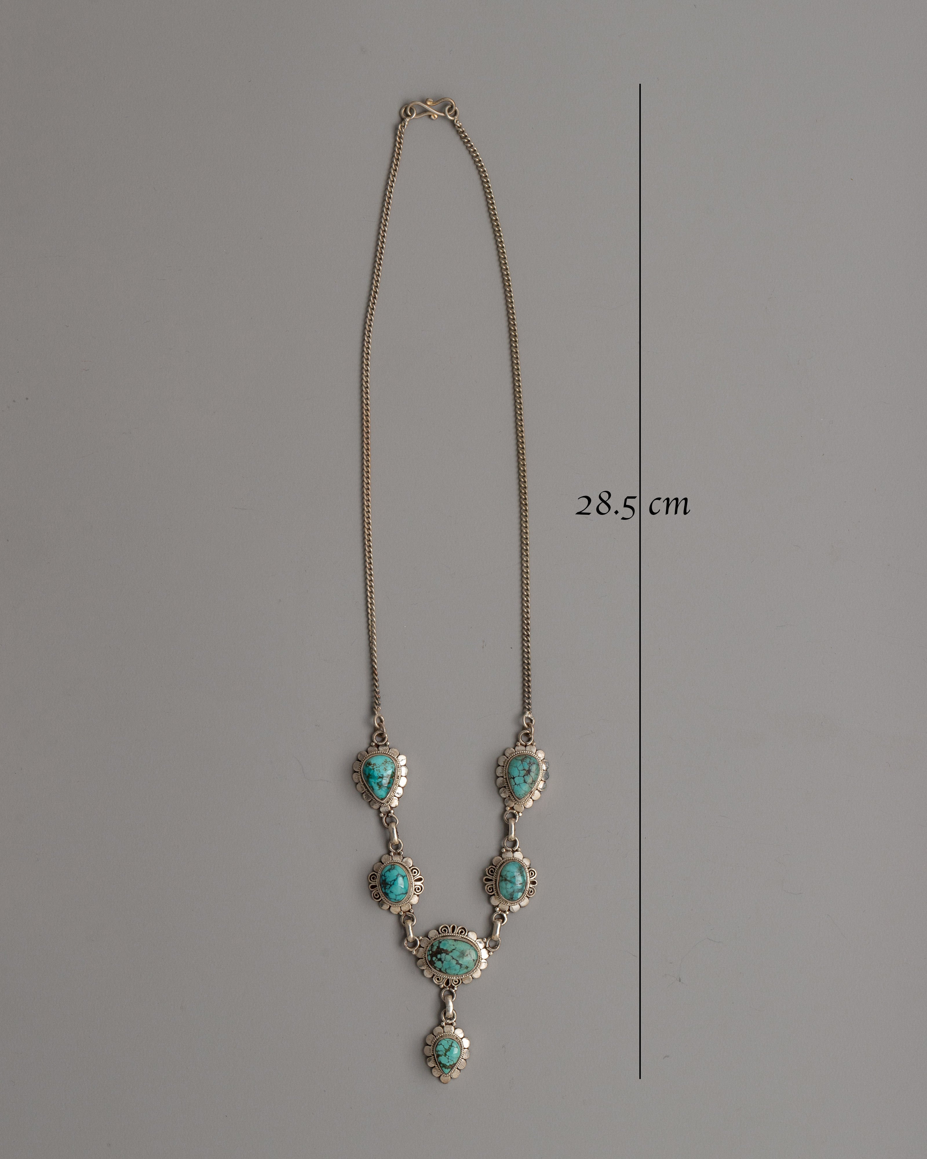 Turquoise Silver Necklace | Red Coral Gemstone Pendant Necklace