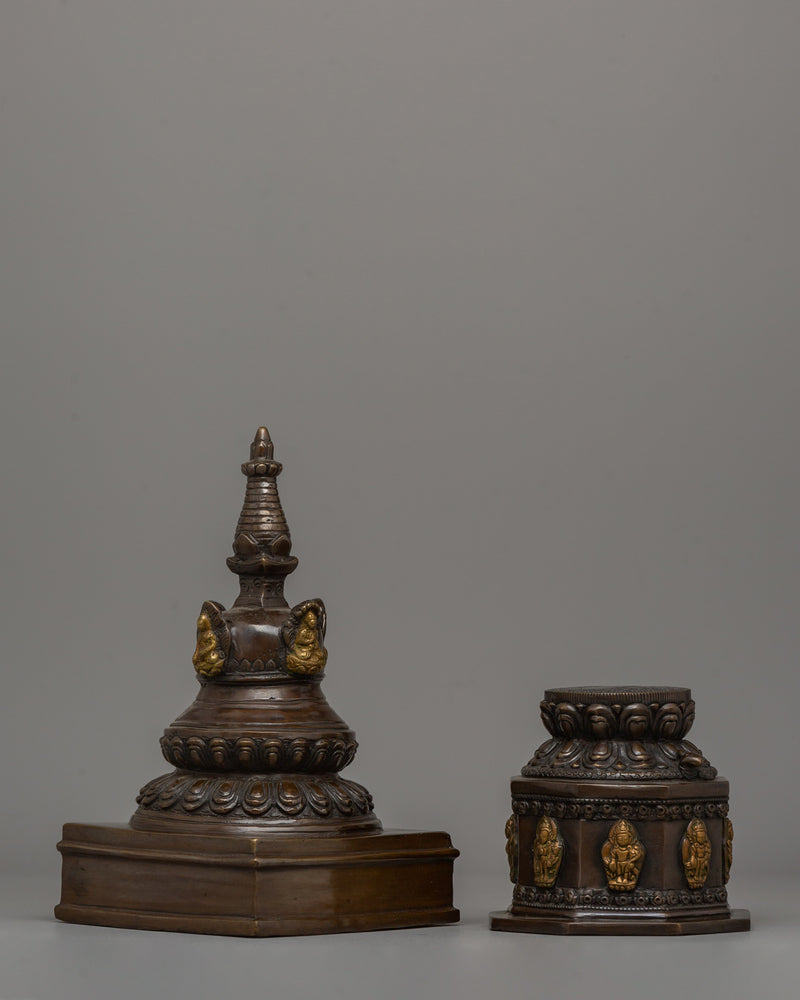 Stupa with Dharma Dhatu Statue | Sacred Statue for Enlightenment and Rituals