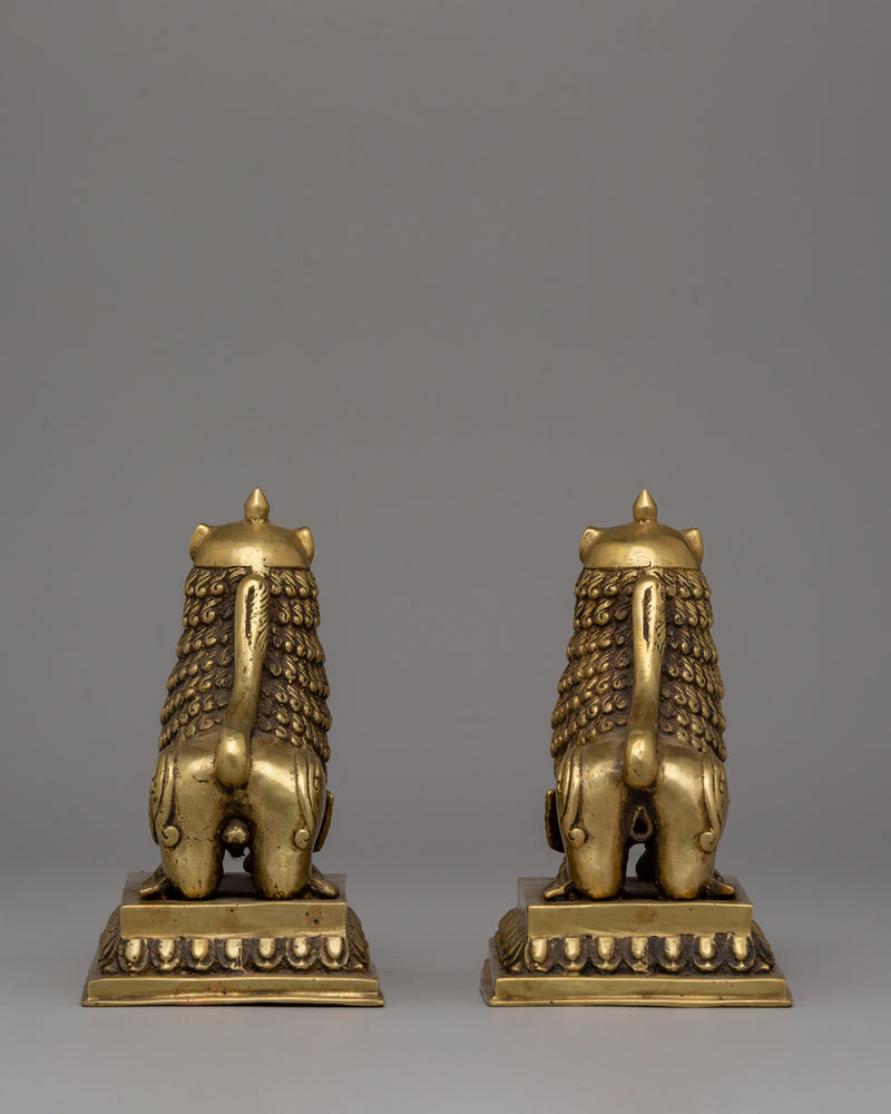 Pair of Guardian Lion Statue | Sacred Pair for Protection and Positive Energy