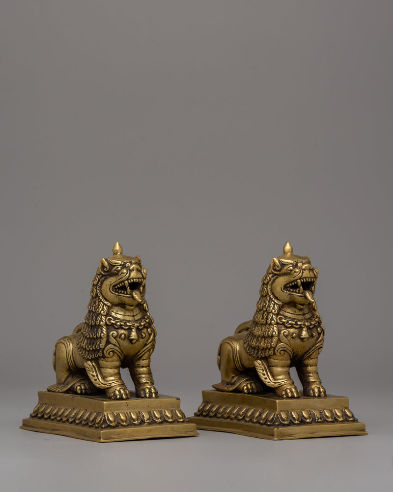 Pair of Guardian Lion Statue | Sacred Pair for Protection and Positive Energy