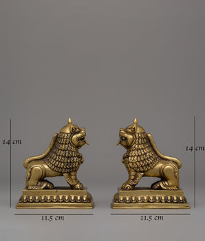 Pair of Guardian Lion Statue | Sacred Pair for Protection and Positive Energy