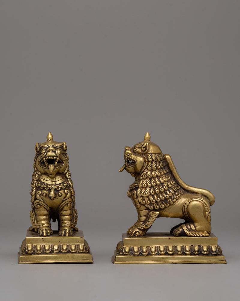 Pair of Guardian Lion Statue | Sacred Pair for Protection and Positive Energy