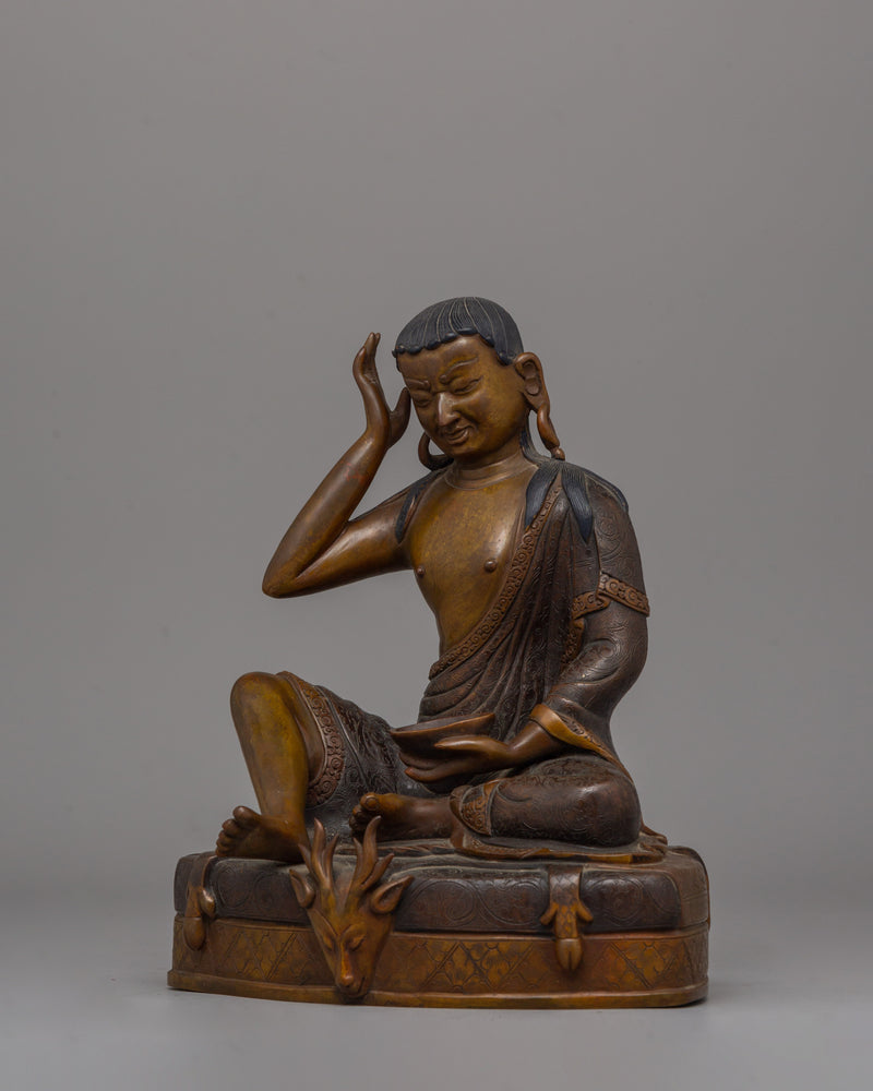 Oxidized Copper Classic Milarepa Statue | Traditional Buddhist Decor for Enlightenment and Serenity