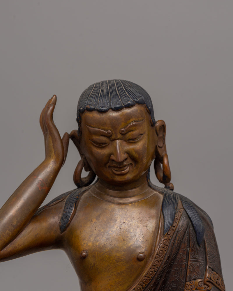 Oxidized Copper Classic Milarepa Statue | Traditional Buddhist Decor for Enlightenment and Serenity