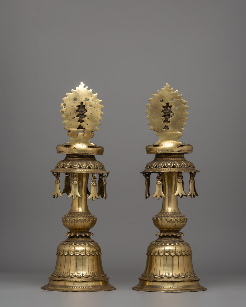 Decorative Panas Lamp Set (Pair) | Traditional Brass Lamps for Home and Temple Decor