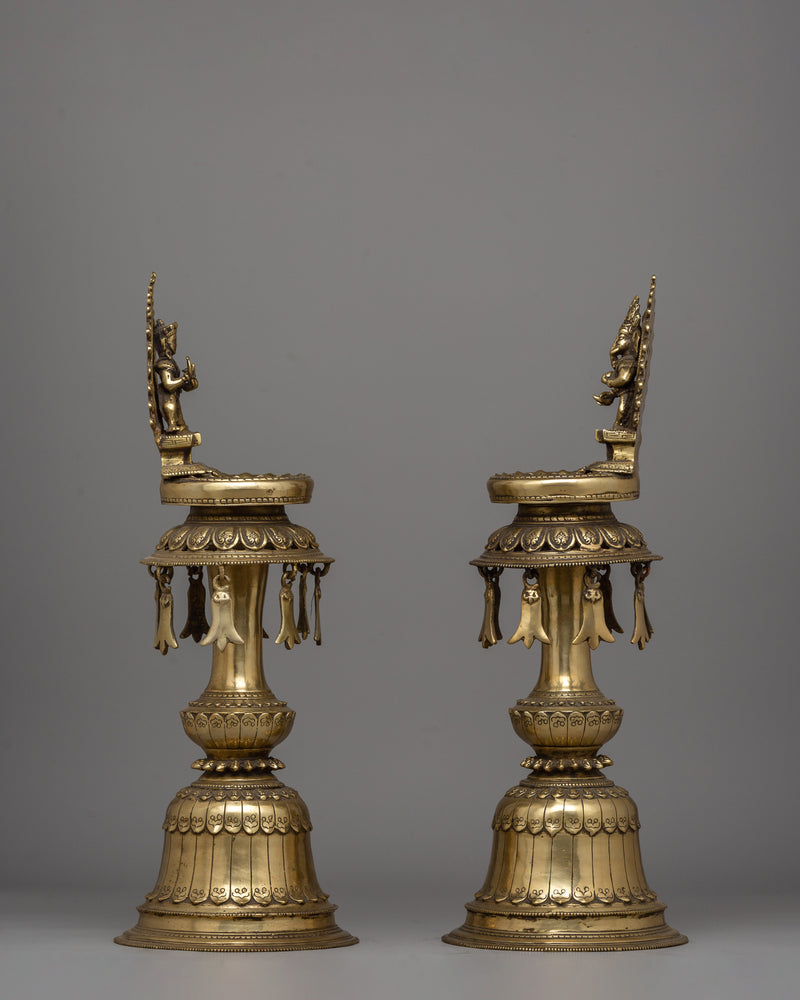 Decorative Panas Lamp Set (Pair) | Traditional Brass Lamps for Home and Temple Decor