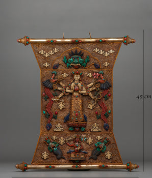 Eight Armed Avalokiteshvara Metal Thangka | Buddhist Meditation Spaces