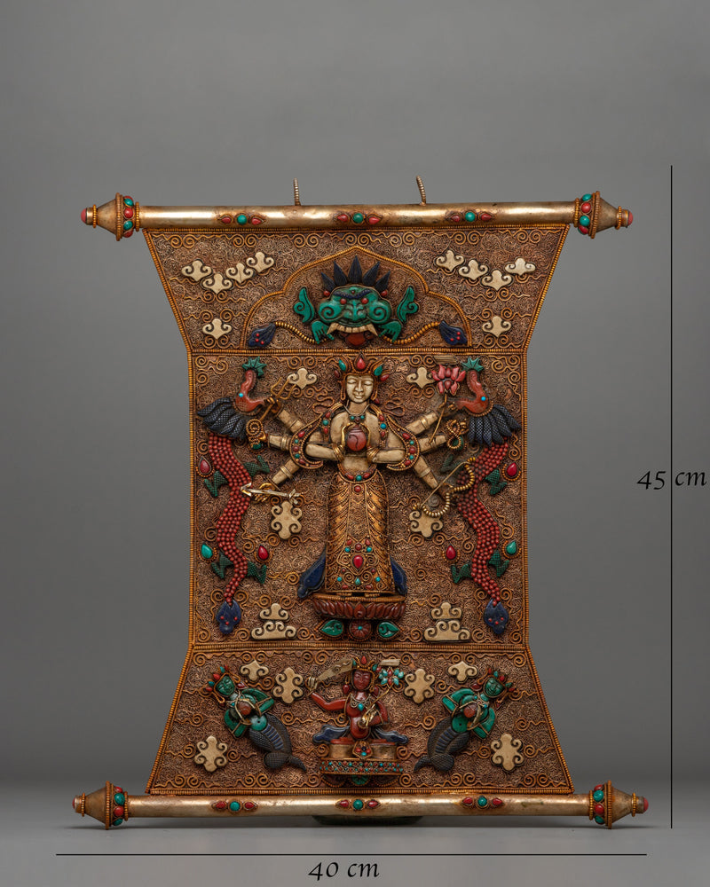 Eight Armed Avalokiteshvara Metal Thangka | Buddhist Meditation Spaces