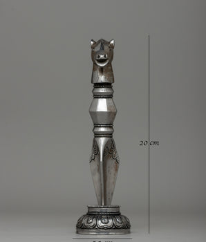 Hand-Carved Horse-Headed Iron Phurba for Ritual Practices |  Spiritual Transformation