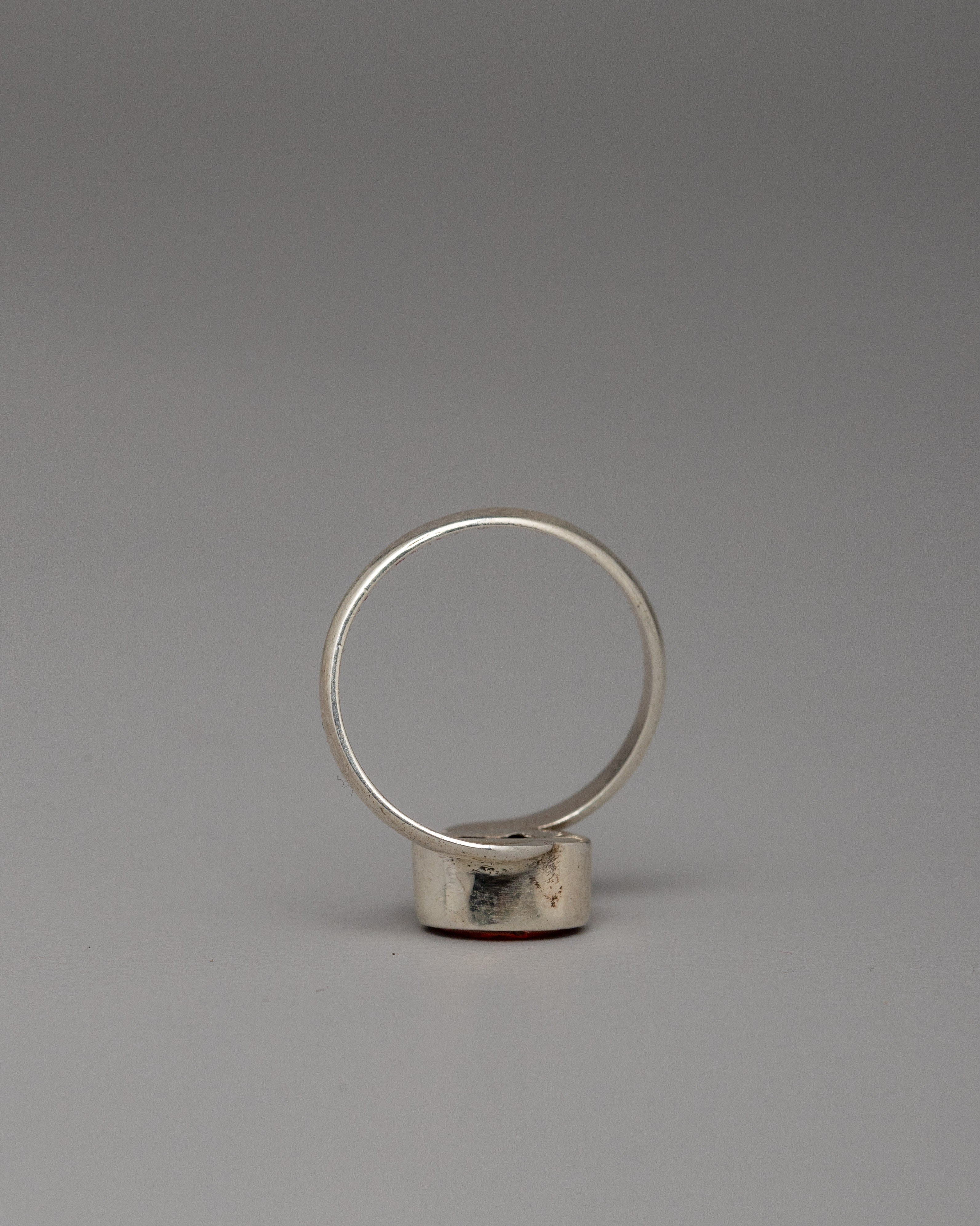 Elegant Silver Ring with Artificial Stone | Handcrafted for Style and Comfort