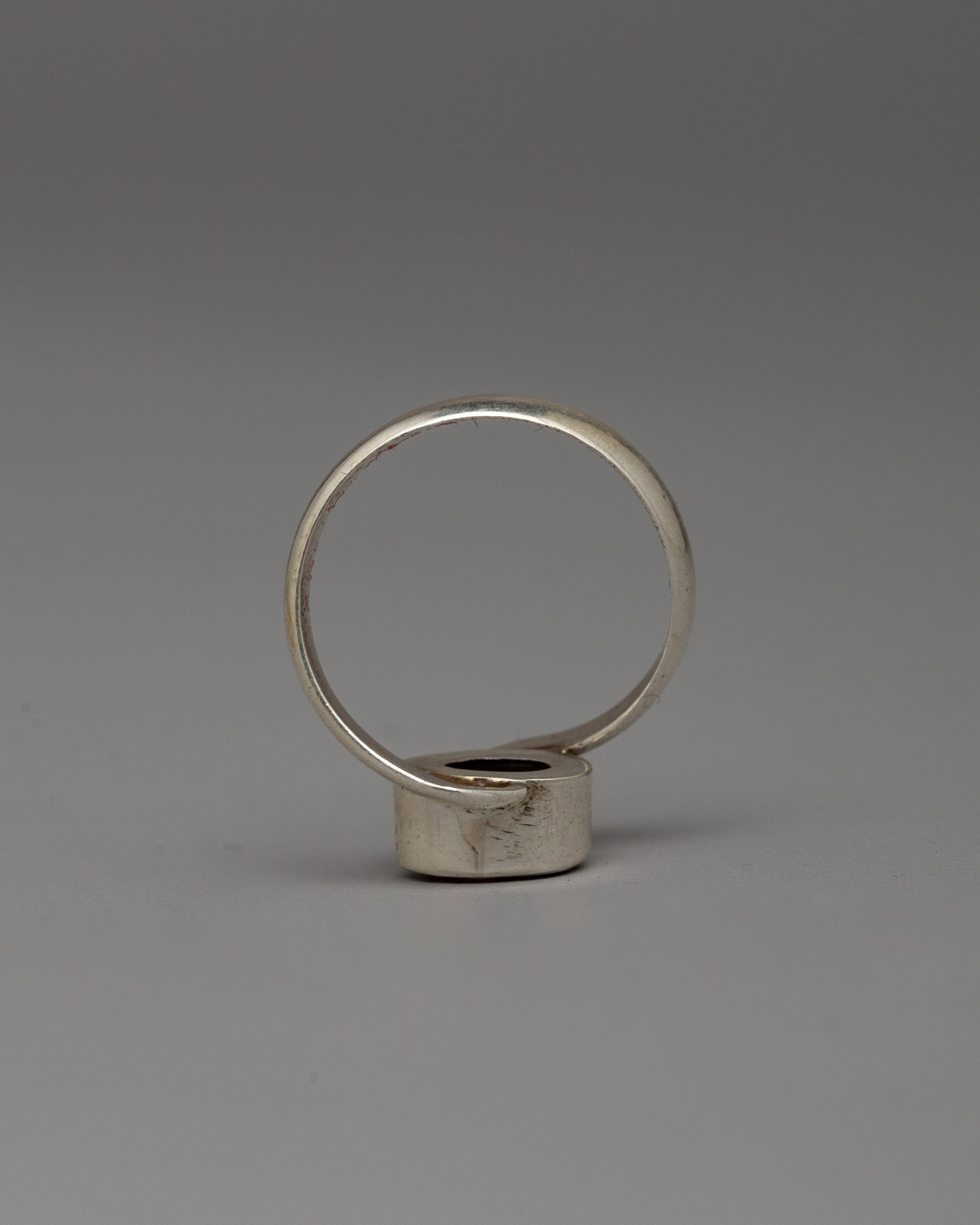 Traditional Tibetan Style Ring | Silver Gemstone Jewelry