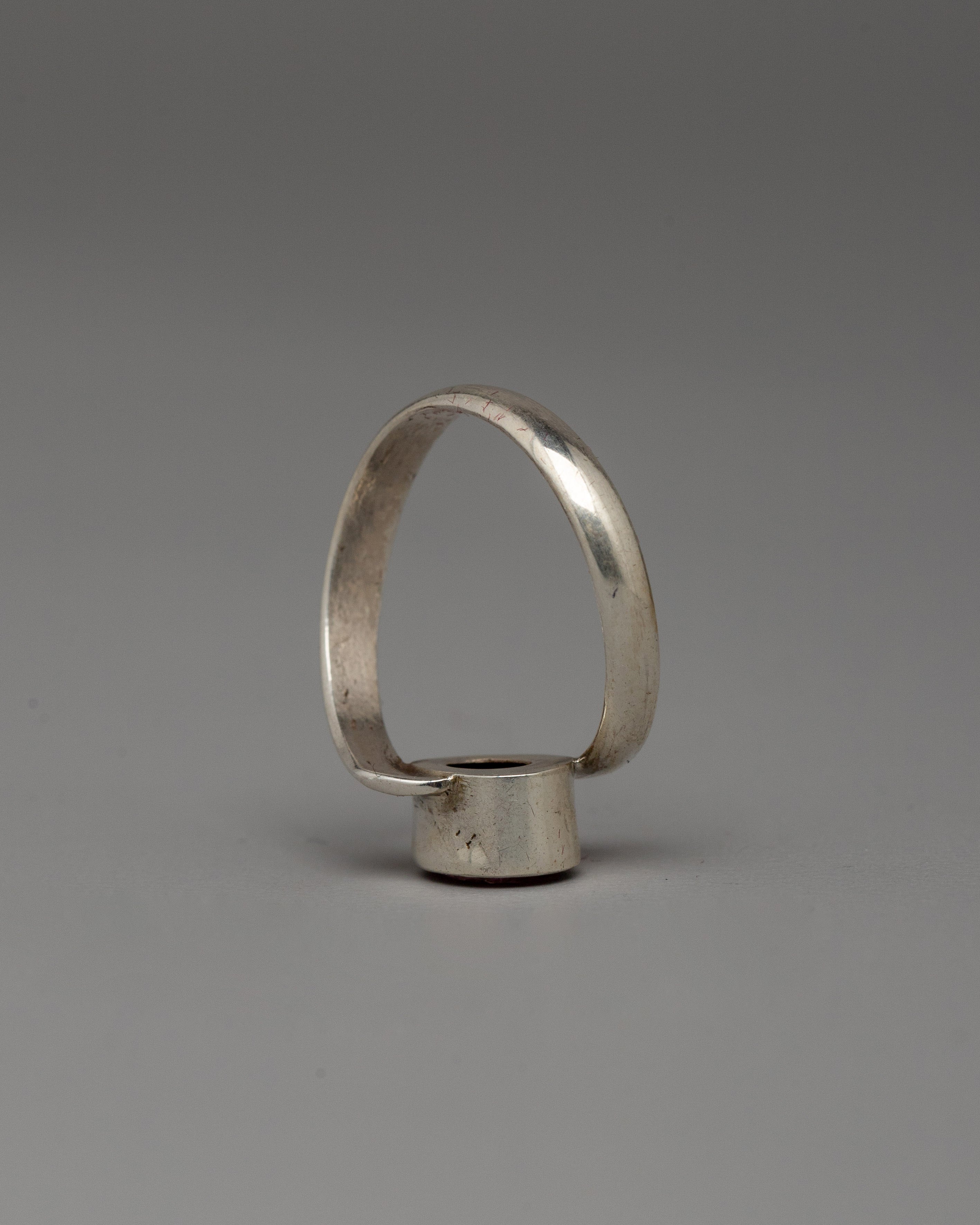Traditional Tibetan Style Ring | Silver Gemstone Jewelry