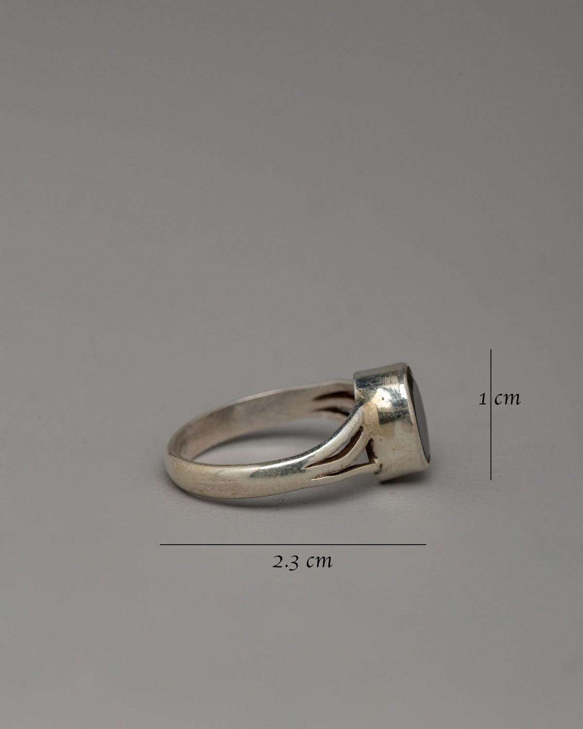 Minimal Silver Ring | Black Artificial Stone Jewelry Ring