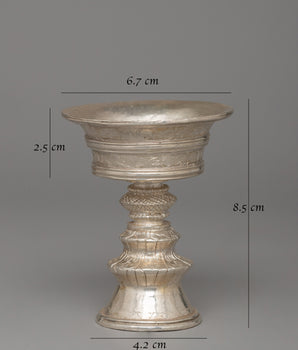 Himalayan Nepalese Pure Silver Butter Lamp | Buddhism Ritual Set