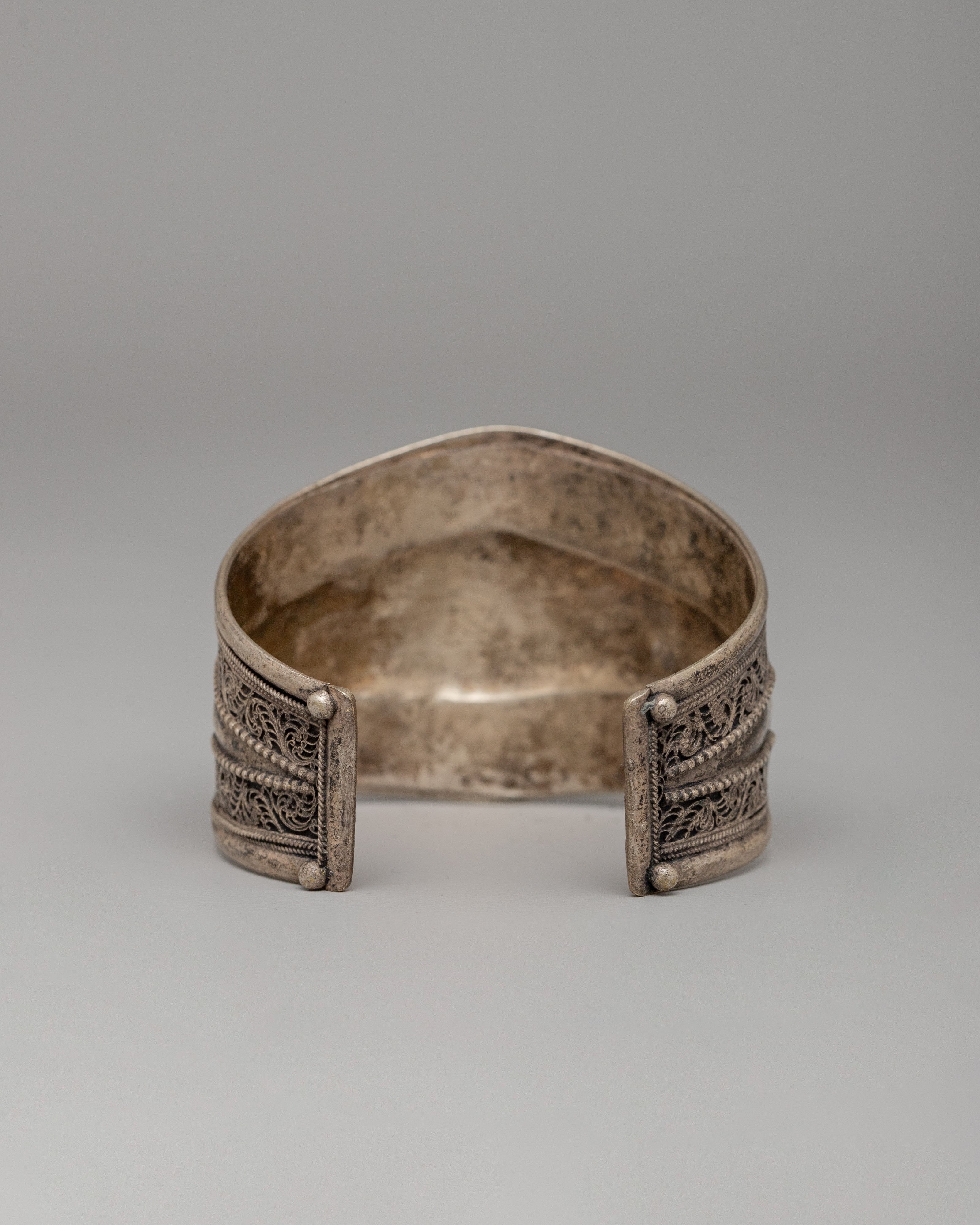 White Metal Filigree Tribal Bracelet | Perfect Jewelry Present