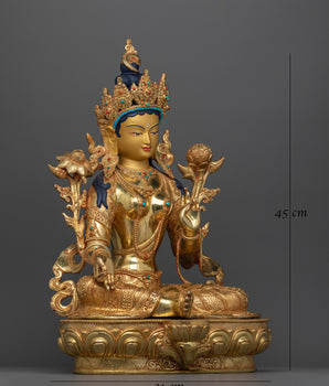Green Tara the Swift Savior Sculpture | Spiritual Decor for Meditation and Buddhist Shrine