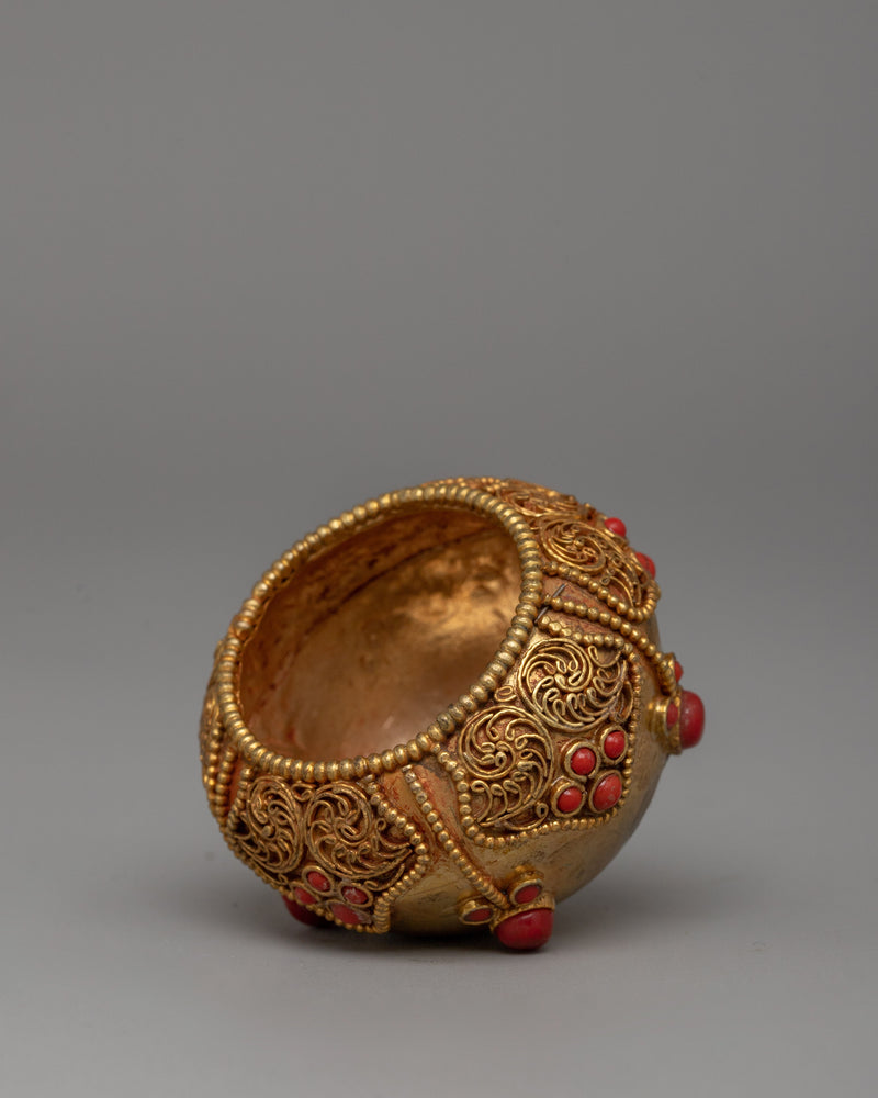 Gold-Plated Golpa Offering Bowl | Sacred Ritual and Decor