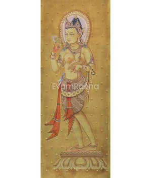 Traditional Art Print For White Tara Mantra Practice 