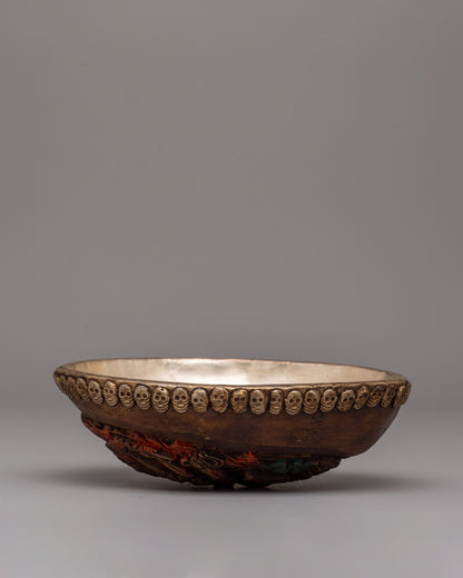 Tibetan Kapala Ritual Bowl | Spiritual Artifact for Rituals and Offerings