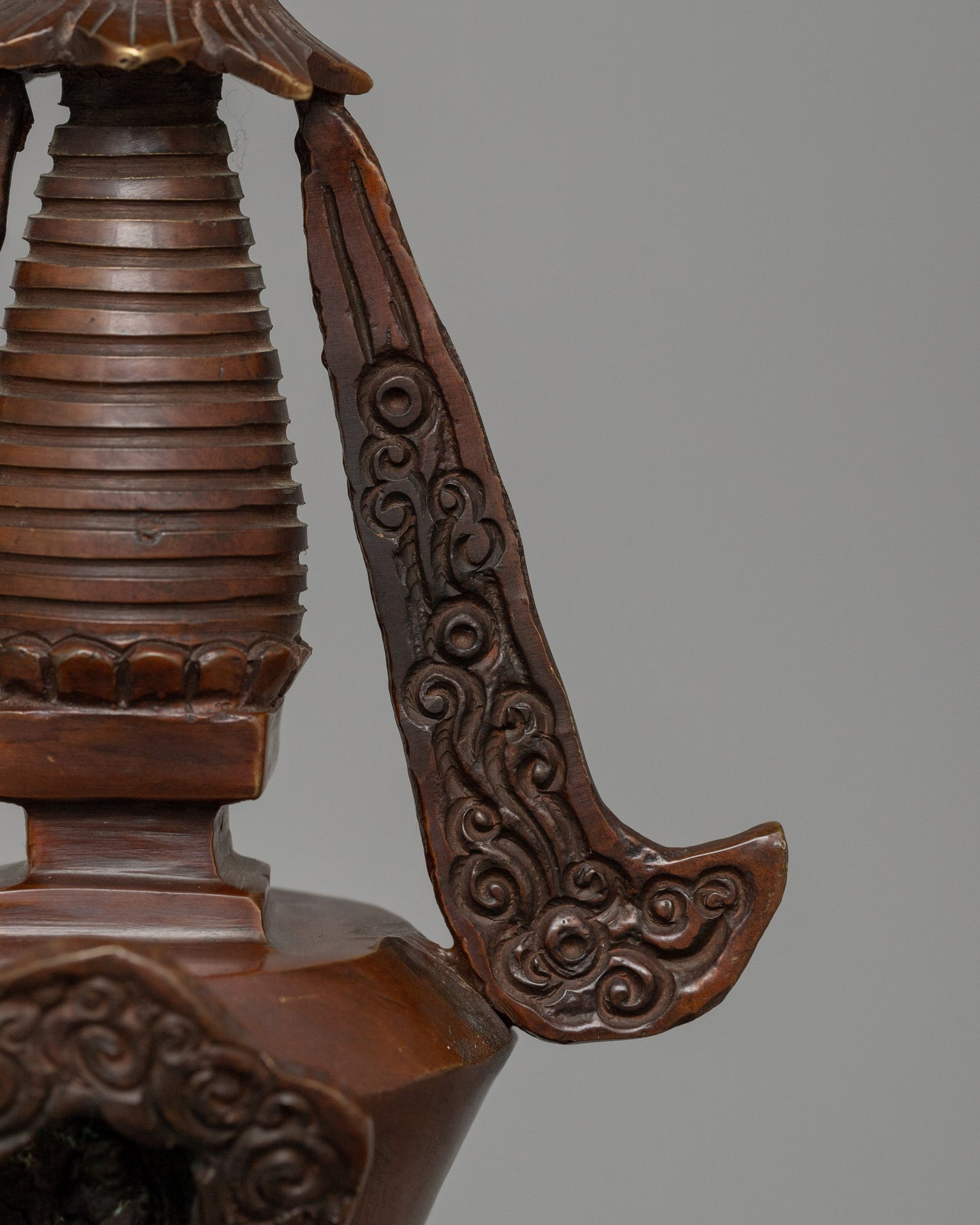 Buddhist Oxidized Copper Stupa |  Handmade Buddhist Symbol for Ritual and Decorative Use