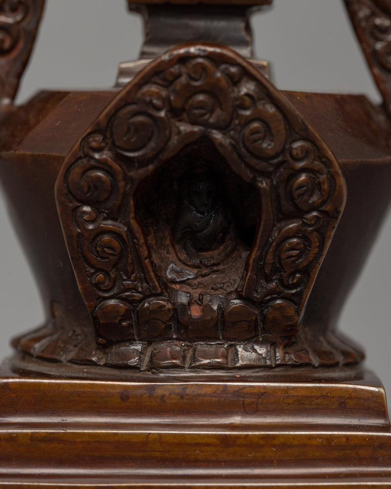 Traditionally Handcarved Stupa for Decor | A Sacred Buddhist Symbol of Enlightenment