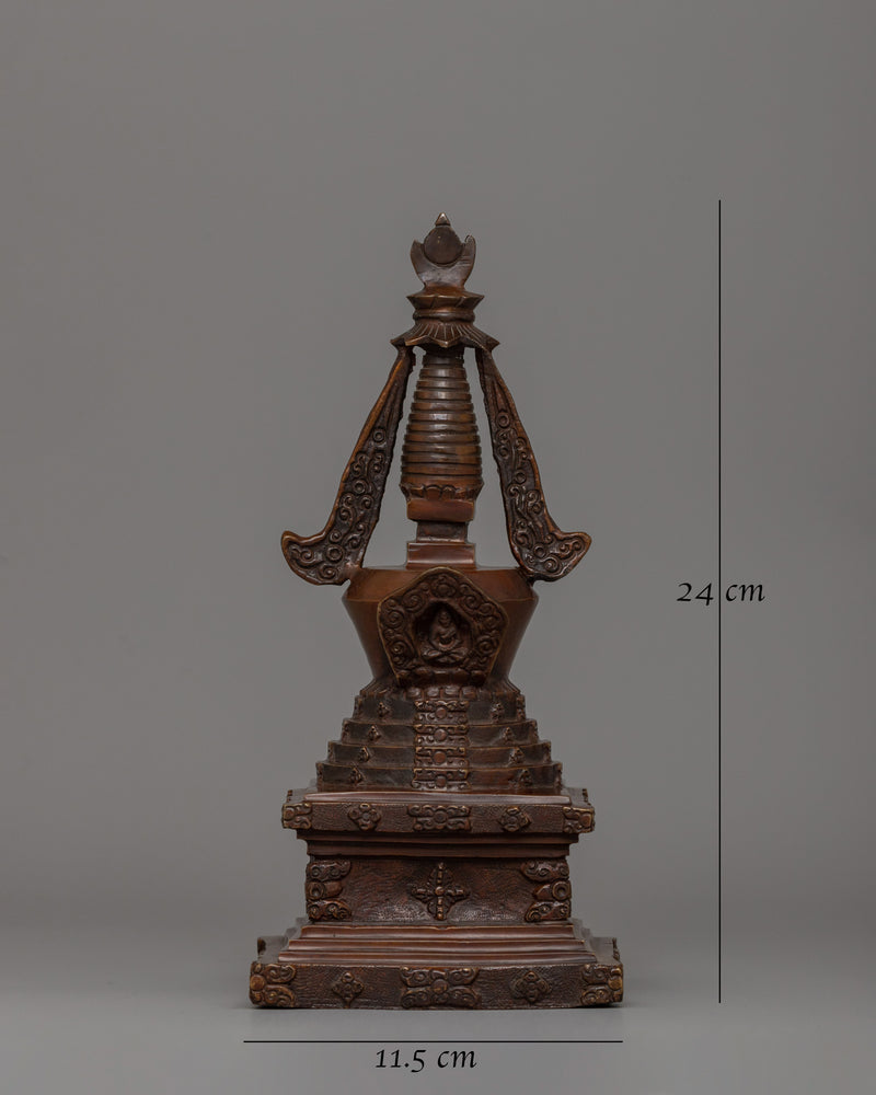 24cm Chorten Tibetan Stupa Artwork | Handcrafted Religious Craftsmanship