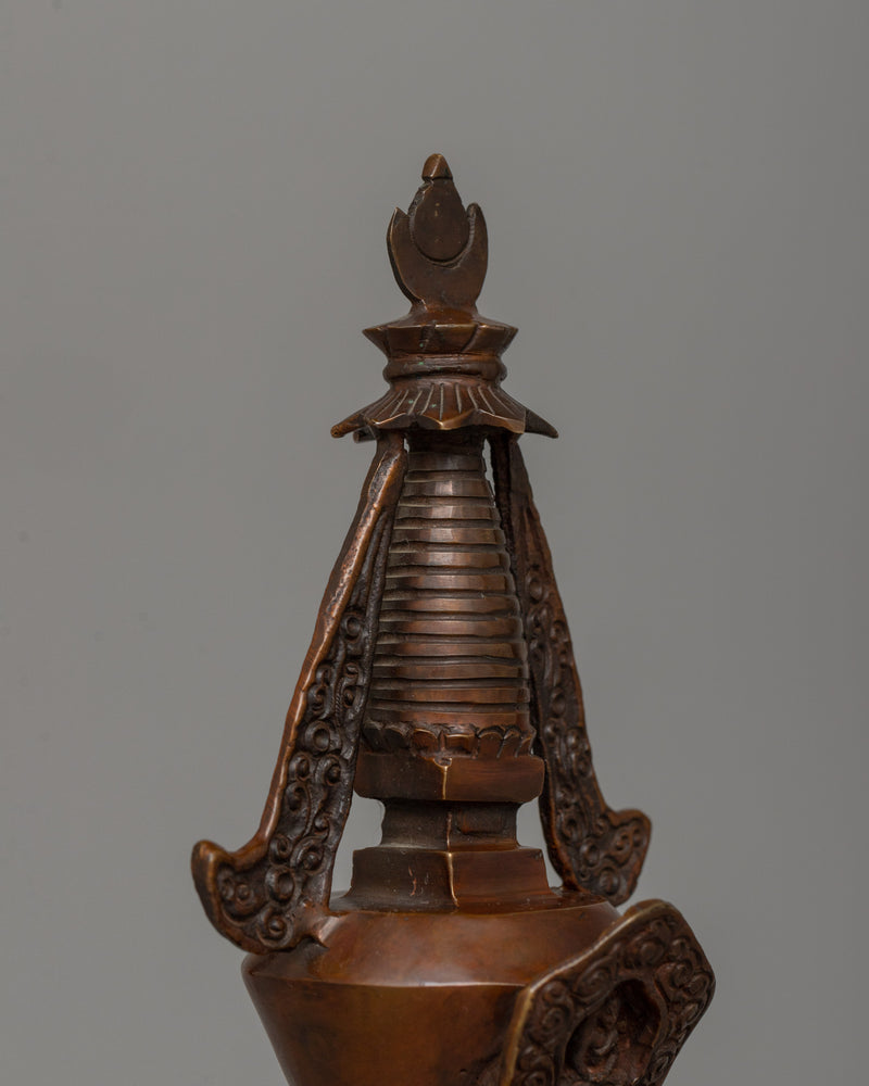 24cm Chorten Tibetan Stupa Artwork | Handcrafted Religious Craftsmanship