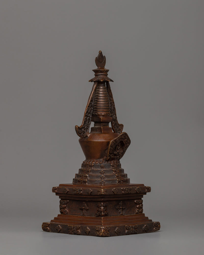 24cm Chorten Tibetan Stupa Artwork | Handcrafted Religious Craftsmanship